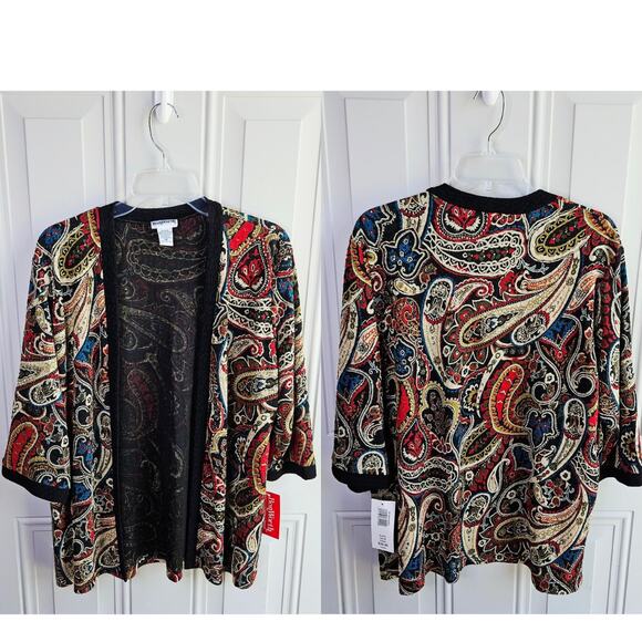 Vintage New NWT BonWorth Paisley Print Cardigan Size Medium Petite MP 3/4 Sleeve - Picture 2 of 13
